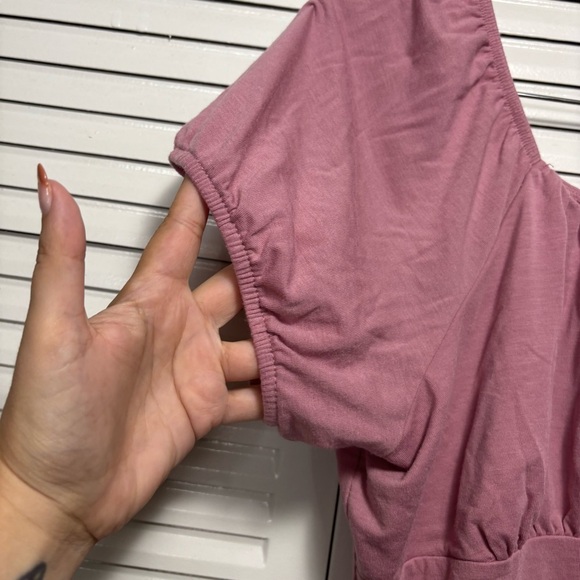 SO Sonoma Mauve Gathered Front Elastic Short Sleeve Blouse Top Size XXL - Picture 2 of 4